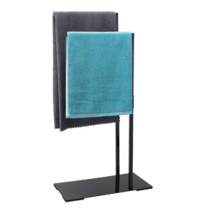 aiqii towel rack standing double l shape bath towel sheet holder design base for bathroom floor towel rack standing next to tub or shower towel holder stand