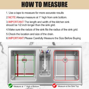 KintKita Sink Rack for Bottom of Sink 13.2"x11.8",2 Pack 304 Stainless Steel Sink Protector for Kitchen Sink with Sink Strainers,Rear Drain Hole Sink Grate for Bottom of Kitchen Sink