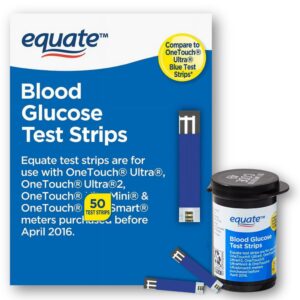 equate diabetic blood sugar test strips - 50ct (pack of 1) - accurate glucose testing for diabetes control, boxed by fusion shop store