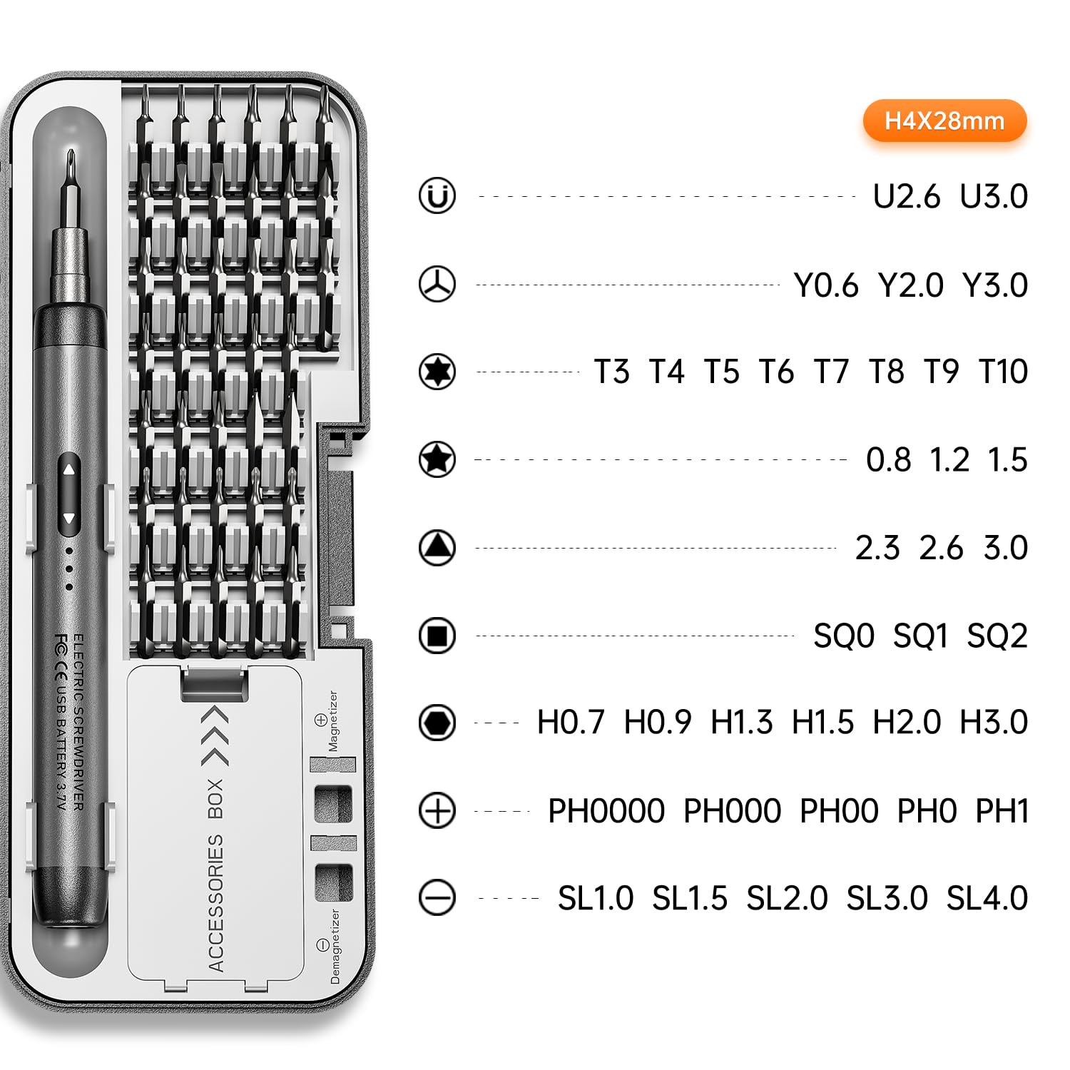 Mini Electric Screwdriver, 48-in-1 Magnetic Bits, Precision Electric Screwdriver, Cordless Screwdriver Set, 800mAh Battery, Repair Tool for Phone/Camera/Laptop/Watch (grey)