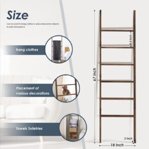 Delywh Acacia Wood Blanket Ladder, Rustic Towel Quilt Throw Clothes Blanket Ladders for The Living Room, Bedroom, Nursery Stand Holder, Wooden Decorative Ladder for Blankets Rack Farmhouse Home Decor