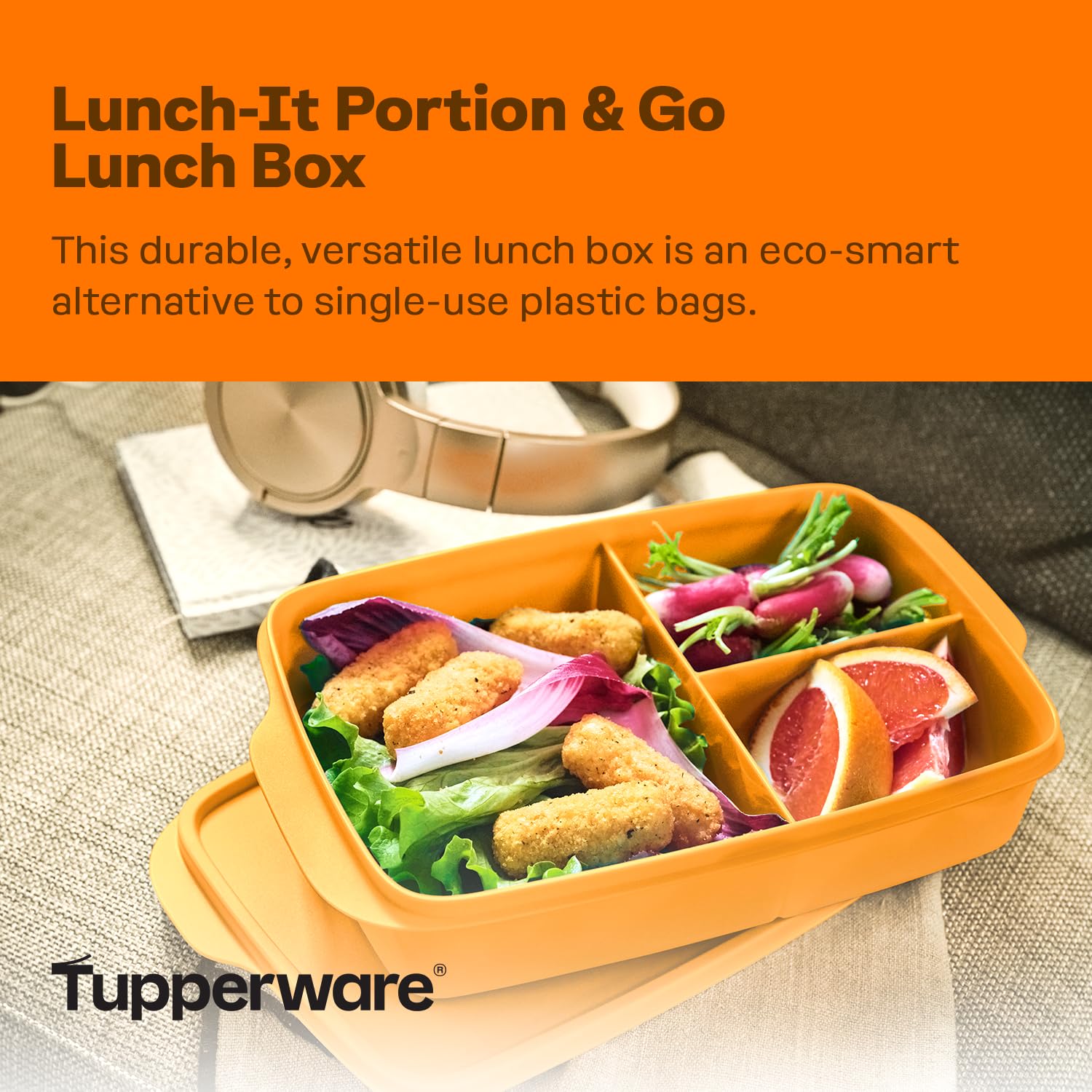 Tupperware Lunch-It Portion & Go Lunch Box - Dishwasher Safe & BPA Free - (4 Cups/1L)