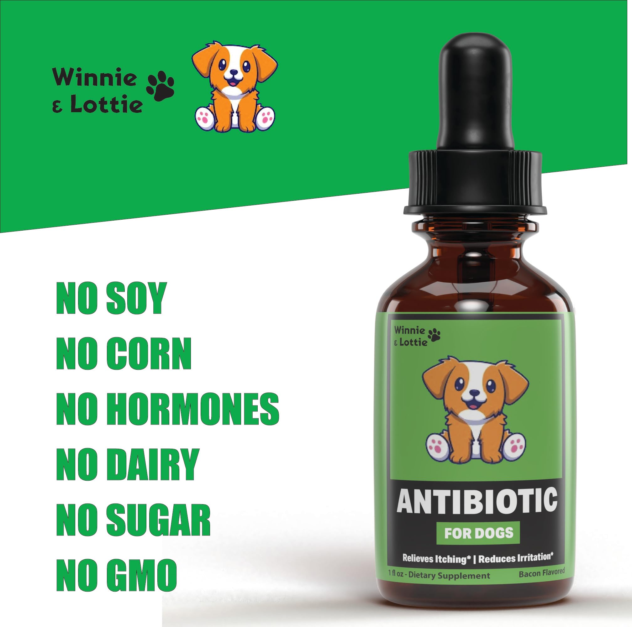 Natural Dog Antibiotics - Antibiotics for Dogs - Supports Itch Relief, Allergy Relief, Immune Health & More - Antibiotic for Dogs - Itch Relief for Dogs - Yeast Infection Treatment for Dogs - 1 oz