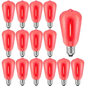 lrsueyskin e17 led bulb red st40 replacement bulb 1w shatterproof plastic colored light bulb waterproof c9/e17 screw base st40 string light replacement bulb for patio yard party wedding, 15 pack(red)