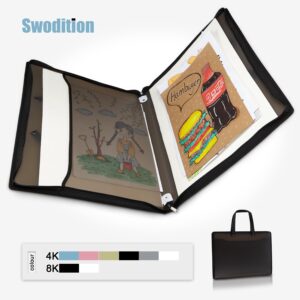 Swodition Art Bag Art Portfolio Bags (17.3 * 13.8inches) Storage Books for Art Portfolio Folder, Posters Storage Bag with Zipper and Handle Mesh Folder Organizers for Poster, Painting Black