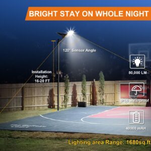 2-Pack 5000W Solar Street Lights Outdoor - LED 180000LM Waterproof Dusk to Dawn Flood Lights with Motion Sensor, 6700K Solar Parking Lot Lights Ideal for Commercial & Security Outdoor Lighting