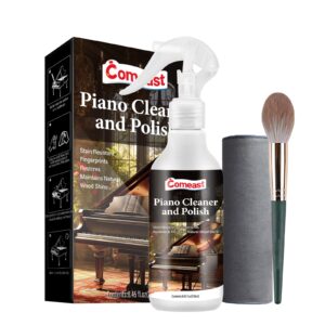 piano cleaner and polish, clean, wax and protect glossy all in one bottle restore the shine, remove fingerprints and stains, and enhance the brightness of the wood or lacquer finish, 8.45 fl oz