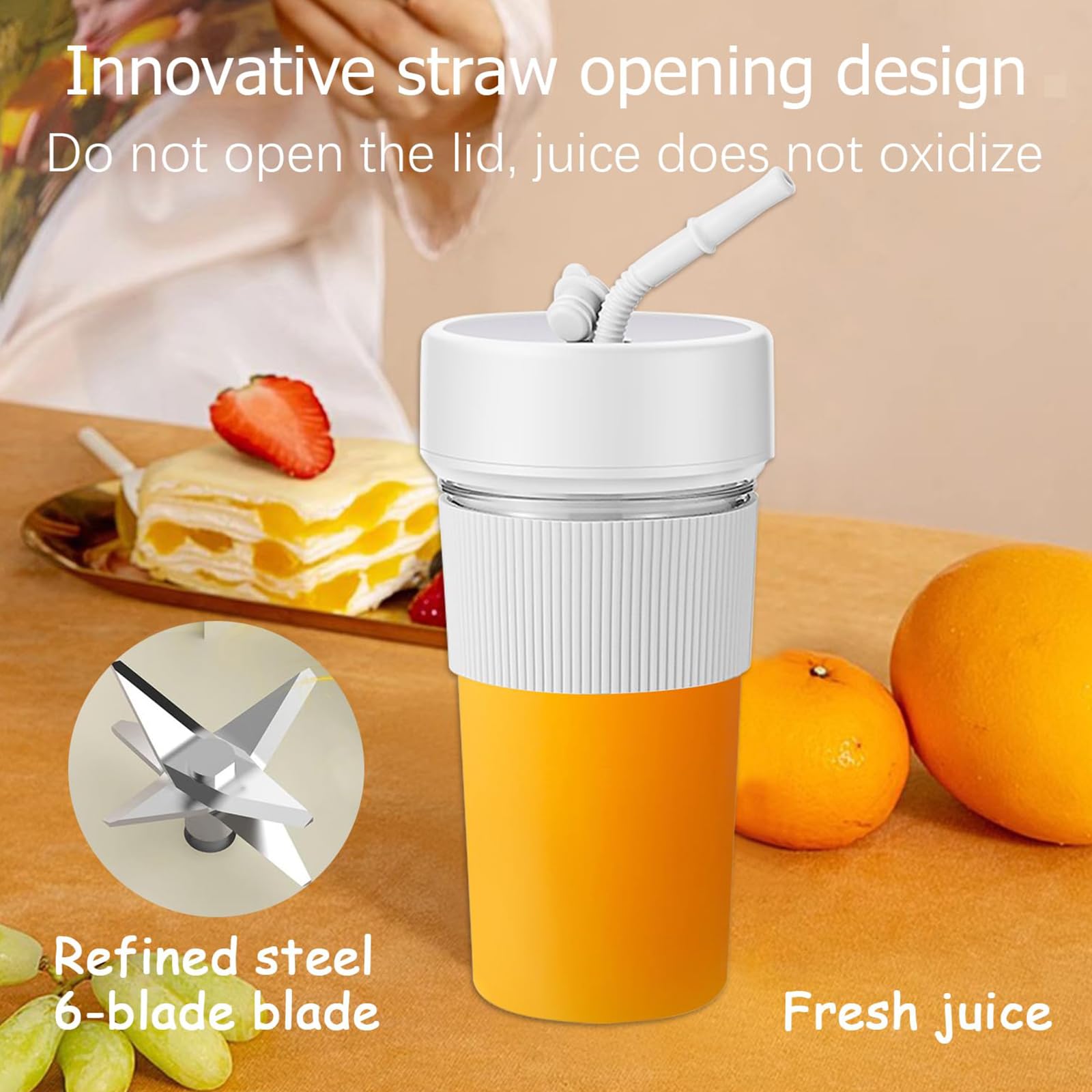 JzcsdkSIL Small Portable Blender With Straw Electric Juicer Fruit Mixers Rechargeable Blender Small Juicer For Indoor Outdoor Portable Electric Juicer