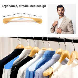 ENUOSUMA High-Grade Wide Shoulder Wooden Hangers 10 Pack,Smooth Finish Wood Suit Hanger Coat Hanger for Closet,Non Slip Pants Bar,Holds Up to 20lbs, 360° Swivel Hook,for Jacket,Dress Heavy Clothes