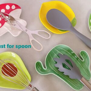 Ceramic Spoon Rest for Stove Top, Cute Spoon Rest for Kitchen Counter, Cooking Spoon Holder for Kitchen Counter, Utensil Rest for Spoon Spatula Ladle or Tong (Yellow Lemon)