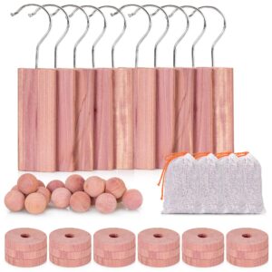 ucomins cedar blocks 50pack, red cedar rings, balls & sachets for closet and drawer storage, scented cedarwood for clothes