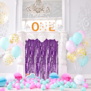 Mr. Pen- Metallic Foil Curtains, Purple Backdrop, 3.3 x 8.3ft, Purple Tinsel Backdrop, Foil Fringe Curtains Party Decorations, Tinsel Curtain Backdrop, Foil Curtain Backdrop, Birthday Door Decoration