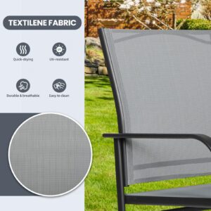 Incbruce Patio Chairs Set of 4, Textilene Fabric, Outdoor Dining Chairs Made of Steel Materials for Garden, Backyard, Lawn（Grey）