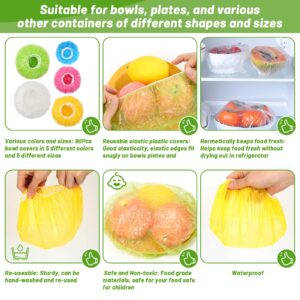 130Pcs Reusable Elastic Food Bowl Storage Covers, Sublaga Bowl Covers, Variety of 5 Translucent Stretchable Sizes and Colorful Dish Plate Covers, Alternative to foil, Plastic Wrap,BPA Free