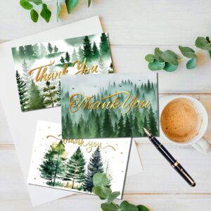 LOONELO Thank You Greeting Cards, 24 Set Forest Thanks Cards with Envelopes & Stickers, 6 Designs Mountains Landscape Appreciate Cards Bulk for Birthday, Baby Shower, Wedding, Gratitude Appreciation