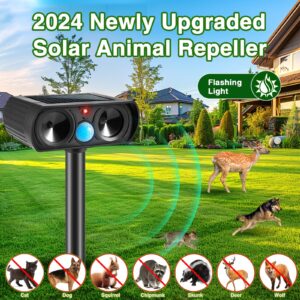 Ultrasonic Animal Repellent Outdoor Solar Animal Repeller with Motion Detection Waterproof Cat Deterrent Outdoor Deer Repellent Device for Fox Raccoon Rabbit Squirrel Skunk Repellent for Yard (4)