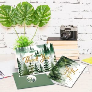 LOONELO Thank You Greeting Cards, 24 Set Forest Thanks Cards with Envelopes & Stickers, 6 Designs Mountains Landscape Appreciate Cards Bulk for Birthday, Baby Shower, Wedding, Gratitude Appreciation