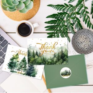 LOONELO Thank You Greeting Cards, 24 Set Forest Thanks Cards with Envelopes & Stickers, 6 Designs Mountains Landscape Appreciate Cards Bulk for Birthday, Baby Shower, Wedding, Gratitude Appreciation