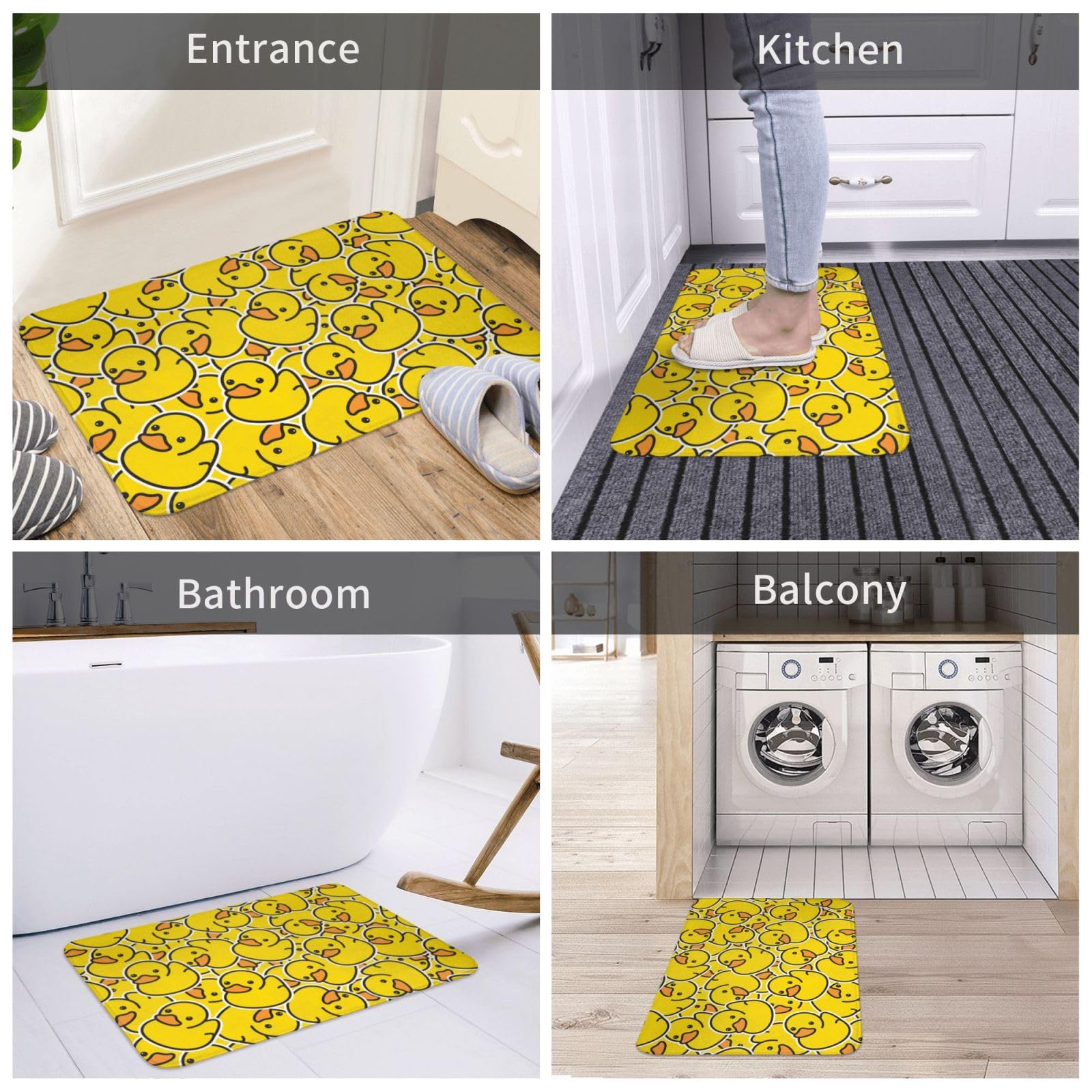 Jbofyee Cute Rubber Ducky Area Rug Non-Slip Soft Microfiber Washable Inside Floor Mats Yellow Cartoon Ducks Throw Rugs Carpet for Living Room Bedroom Office Dorm Home Decor, 36x24 Mat