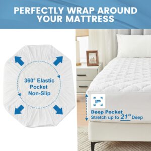 QUIETSEA Queen Mattress Pad Waterproof Queen Mattress Protector Breathable Soft, Noiseless Quilted Fitted Mattress Cover Fits up to 21" Deep, 60"x80"