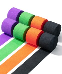 mr. pen- crepe paper streamers, 8 pcs, 1.8" x 82ft, crepe paper roll, orange streamers, green streamers, black streamers, halloween streamers, orange crepe paper halloween decorations party streamers