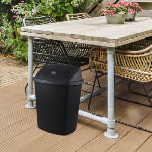 CadineUS 4-Pack 70 Liter Plastic Trash Can with Swing Lid, Large Garbage Can Recycle Bin, Black