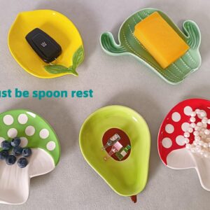 Ceramic Spoon Rest for Stove Top, Cute Spoon Rest for Kitchen Counter, Cooking Spoon Holder for Kitchen Counter, Utensil Rest for Spoon Spatula Ladle or Tong (Yellow Lemon)