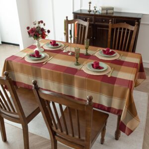 LOSIVISHE Fall Plaid Tablecloth for Thanksgiving, 60x84 inches Checkered Style Table Cloth Holiday Family Gathering Rectangle Table Cover - Spillproof & Waterproof - Ideal for Indoor & Outdoor Use