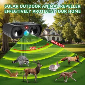 Ultrasonic Animal Repellent Outdoor Solar Animal Repeller with Motion Detection Waterproof Cat Deterrent Outdoor Deer Repellent Device for Fox Raccoon Rabbit Squirrel Skunk Repellent for Yard (4)