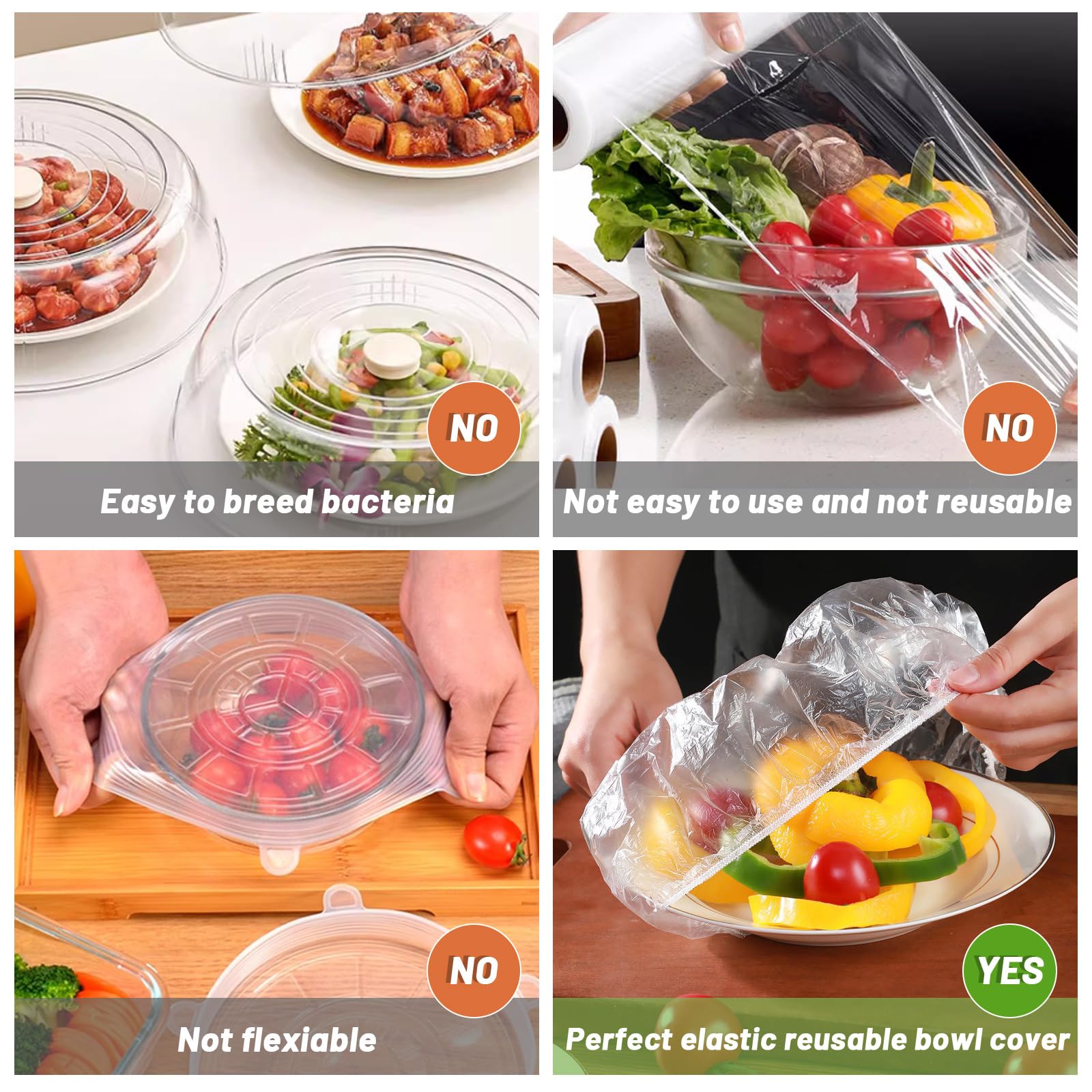 130Pcs Reusable Elastic Food Bowl Storage Covers, Sublaga Bowl Covers, Variety of 5 Translucent Stretchable Sizes and Colorful Dish Plate Covers, Alternative to foil, Plastic Wrap,BPA Free