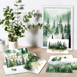 LOONELO Thank You Greeting Cards, 24 Set Forest Thanks Cards with Envelopes & Stickers, 6 Designs Mountains Landscape Appreciate Cards Bulk for Birthday, Baby Shower, Wedding, Gratitude Appreciation