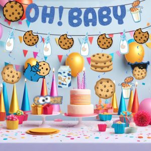 Milk and Cookies Baby Shower Banner, Oh Baby Blue Banner Cookies Milk Party Hanging Swirls Milk and Cookies Baby Shower Party Supplies