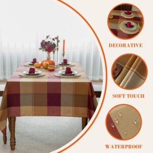 LOSIVISHE Fall Plaid Tablecloth for Thanksgiving, 60x84 inches Checkered Style Table Cloth Holiday Family Gathering Rectangle Table Cover - Spillproof & Waterproof - Ideal for Indoor & Outdoor Use