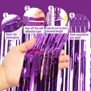 Mr. Pen- Metallic Foil Curtains, Purple Backdrop, 3.3 x 8.3ft, Purple Tinsel Backdrop, Foil Fringe Curtains Party Decorations, Tinsel Curtain Backdrop, Foil Curtain Backdrop, Birthday Door Decoration