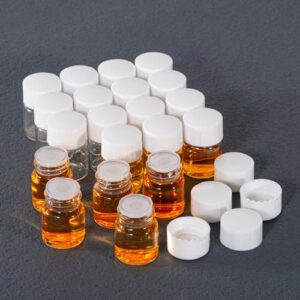 BKMAMLAB 5ml Clear Glass Vial 20pcs with white Screw cap and inner plug 20pcs, leak-proof Glass Bottle Sealed Sample Vials