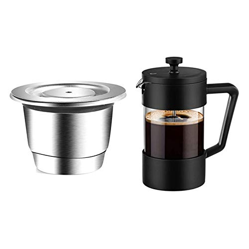 Nuhikap Reutilisable Refillable Capsule Crema Espresso Reusable New Refillable with French Press Coffee & Tea Maker