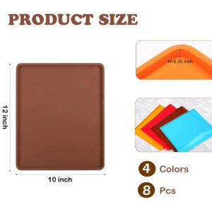 8 PCS Silicone Dehydrator Sheets with Edge 12 x 10 Inch, Nonstick Silicone Dehydrator Trays Mats, Multi-purpose Reusable for Jerky, Fruit, Meat, Herbs, Vegetables, Crackers (4 colors)