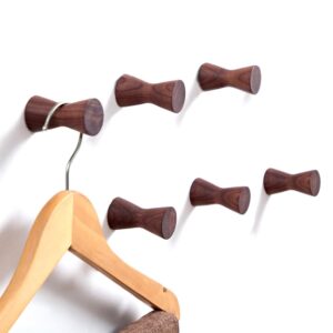 lonangg 6pack nordic creativity wall hooks beech hook decorative hooks wall hook coat hangers rack hooks solid wood hooks towel hook ear hook (walnut 6hook)