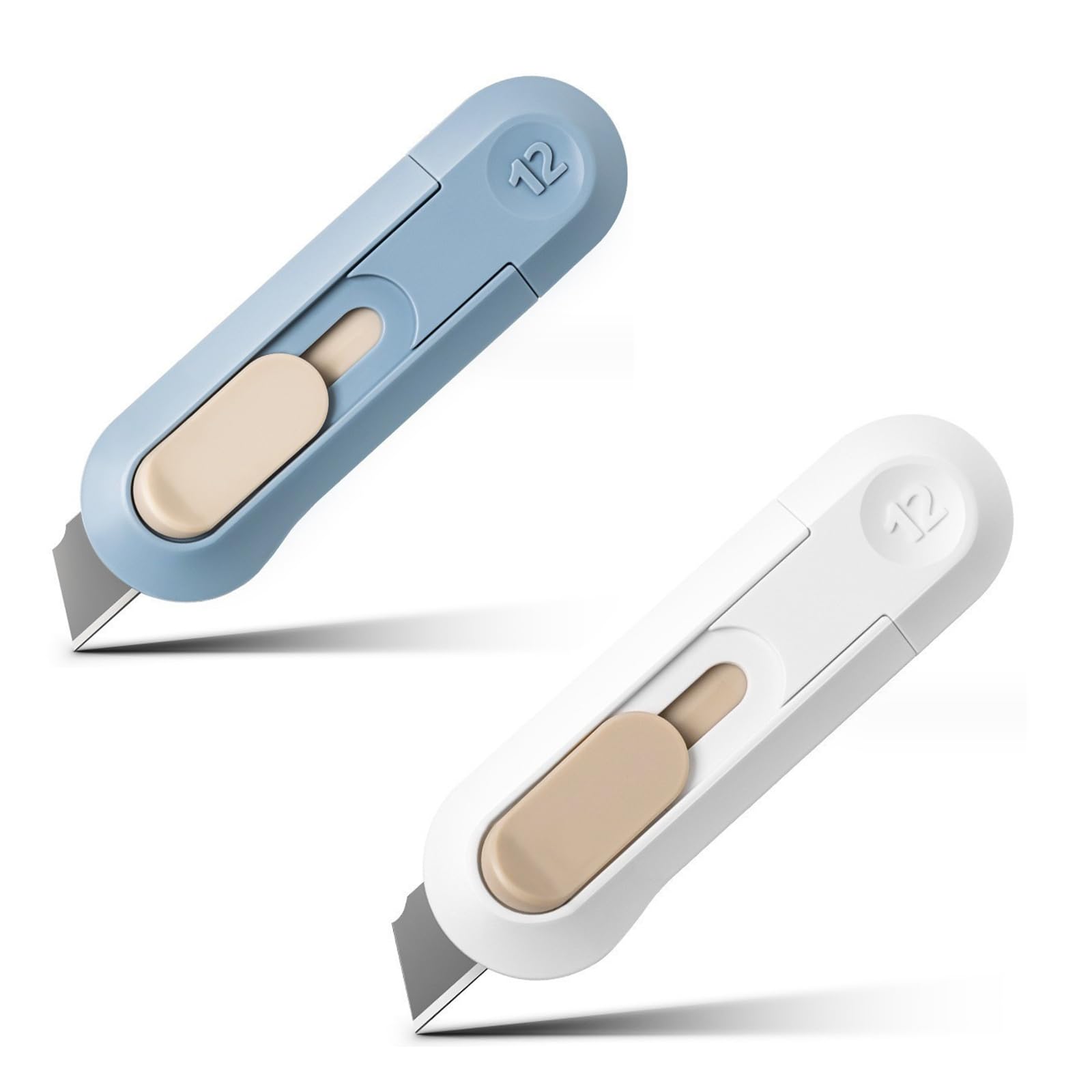 YAFIYGI 2 PCS Box Cutter Utility Knife Retractable Letter Opener Cute Sharp Cartons Cardboard Cutters Small and Aesthetic Razor Knife Smooth Mechanism Ideal for Office and Home Use Bulk Boxcutter Set