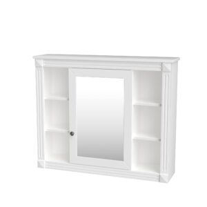 Merax Medicine Cabinet with Mirror, Wall Mount Bathroom Cabinet 35" x 28" Over Toilet Storage Cabinet Organizer with Door and Open Shelves, Mirrored Bathroom Wall Cabinet