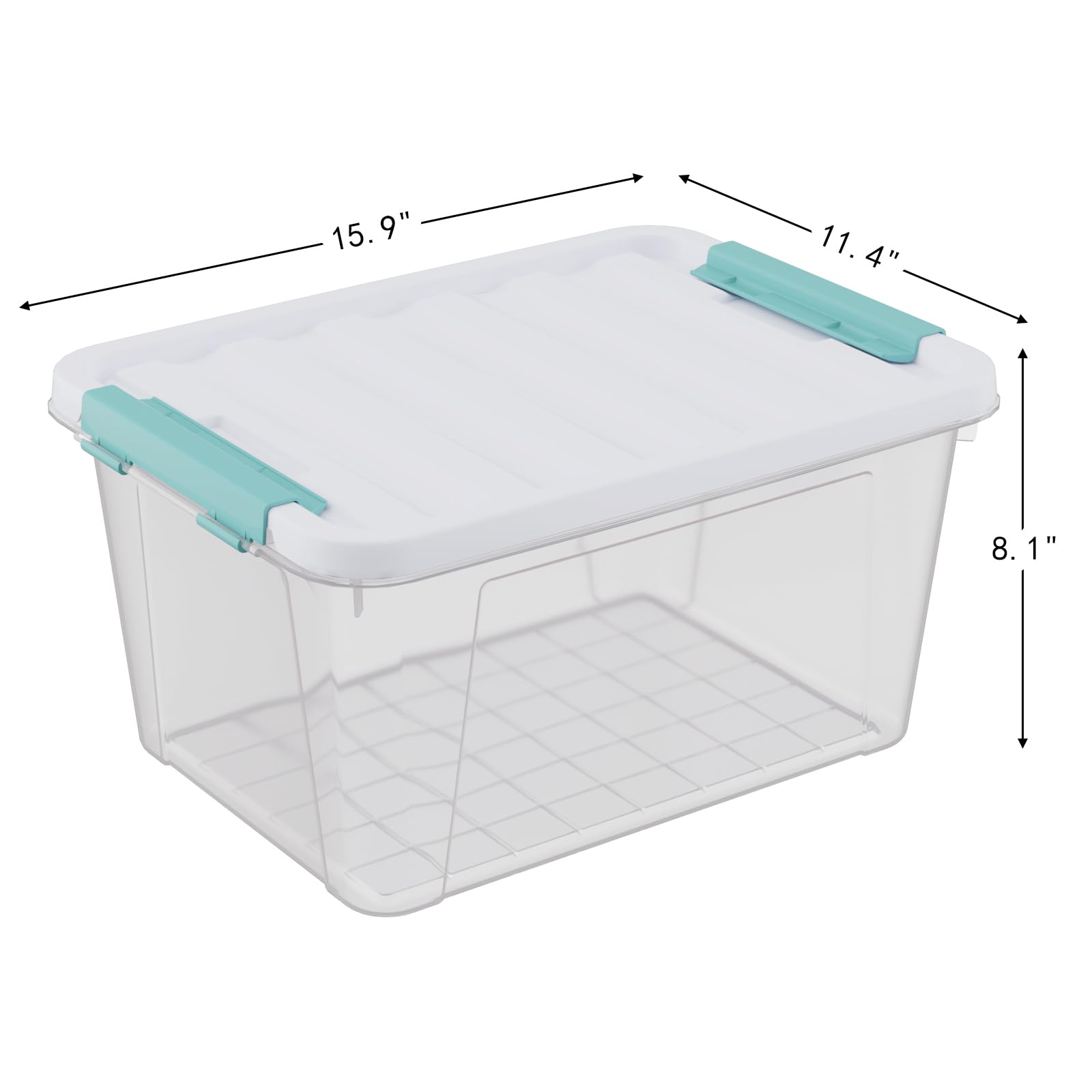 CadineUS 4-pack 20 Liter Plastic Latching Boxes, Clear Storage Totes with Lids