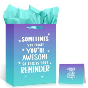 13'' appreciation gift bag reminder you are awesome gift bag thank you gift bag with tissue paper card inspirational gift bag good luck gift bag for employee teacher men women staff birthday christmas