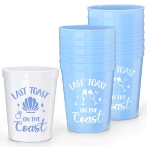 tuitessine last toast on the coasts bachelorette party plastic cups 12pcs costal stadium cups bridal showers party favors decorations reusable party cups supplies 16oz