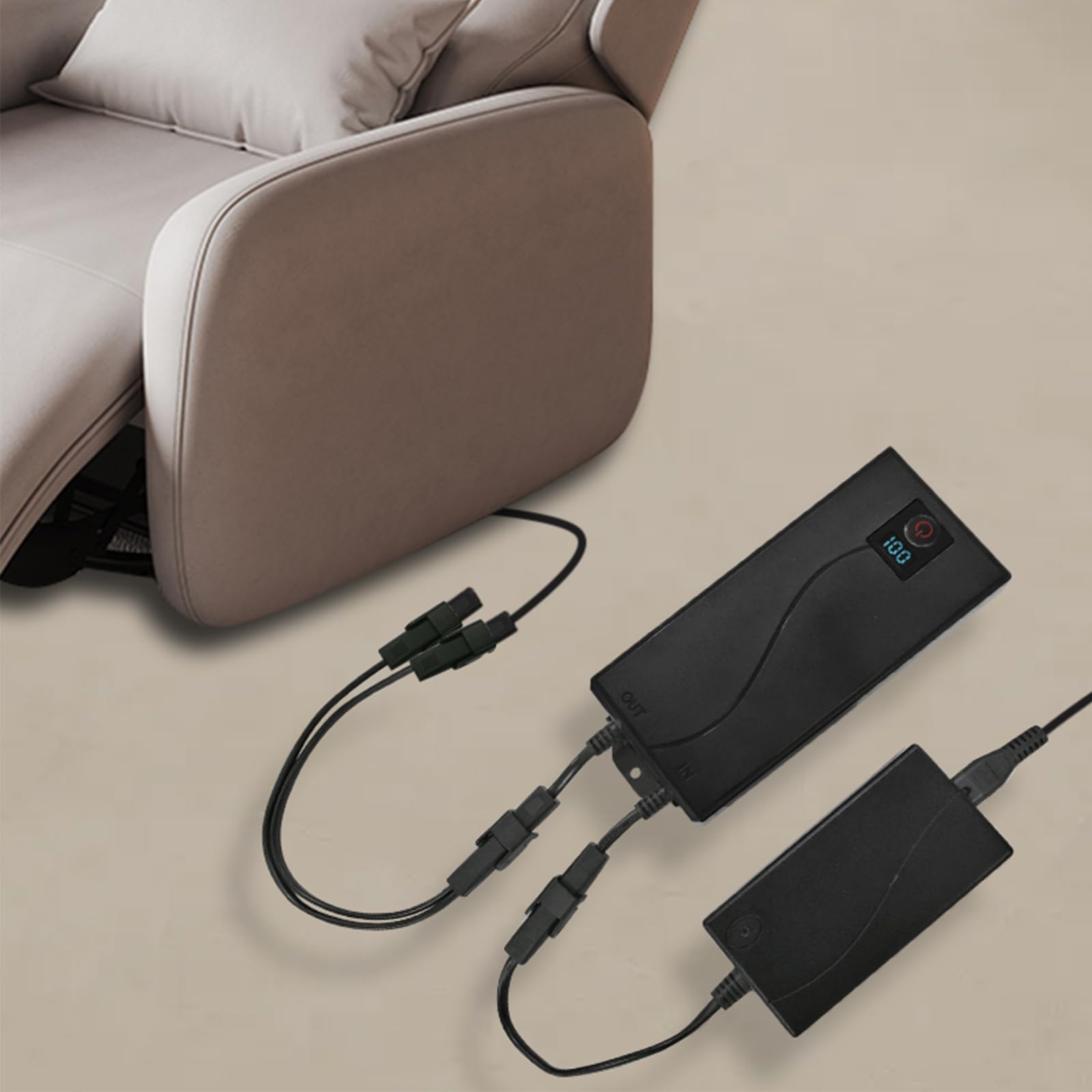 Xpopox Rechargeable Battery Packs for Reclining Furniture - 2500mAh with LCD Display for Electric Recliners, Power Sofas, Lift Chairs and Couch - only Compatible with 2-Pin Connector Motion Furniture