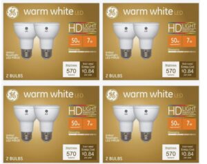 ge (8 bulbs) lighting warm white led par20 indoor floodlight, 50 watt replacement using only 7 watts, 570 lumens, exceptional color contrast and boldness, dimmable led light bulb