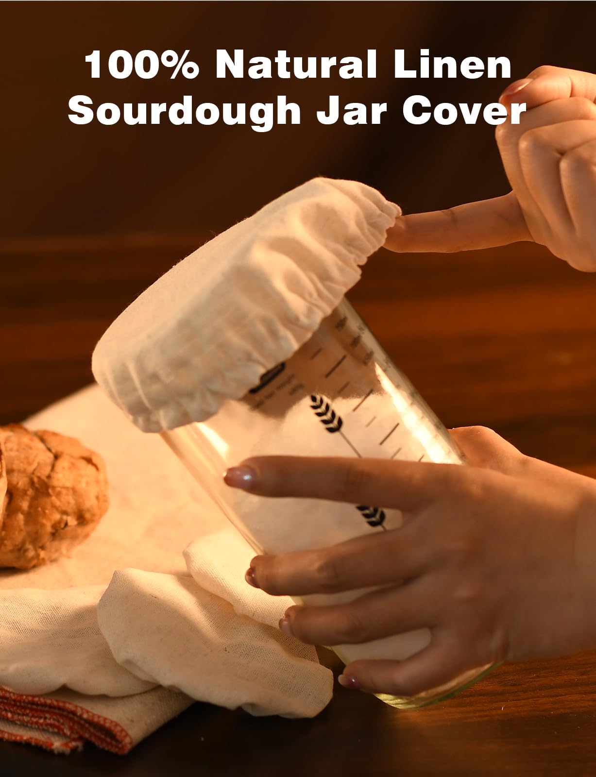 100% Linen Jar Covers, 5pcs Cloth Covers for Sourdough Starter Jars with Diameter of 3-4 Inch