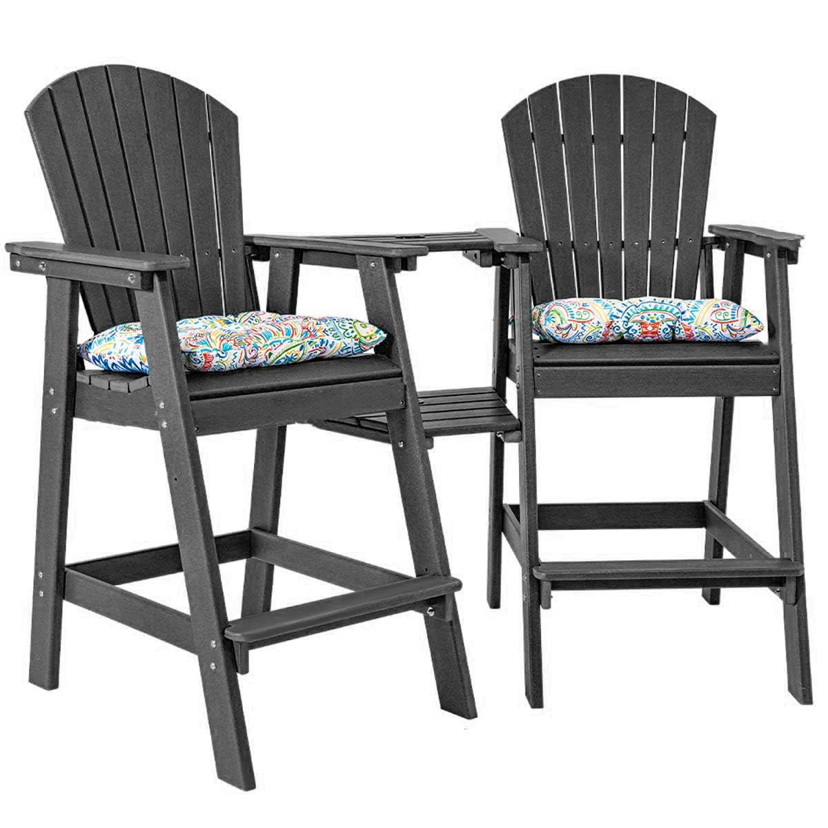 Sundale Outdoor Tall Adirondack Chairs Set of 4, Stone Color