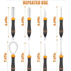 FUNNYB&G Pumpkin Carving Tools Kit Halloween - 16 PCS Professional Pumpkin Carving Set For Kids Or Adults - 8 PCS Stainless Steel Carving Tools Halloween Decoration Stickers and LED Pumpkin Lights