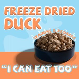 12oz Freeze Dried Duck Pet Treats, High Protein Freeze-Dried Pet Food for Dogs, Cats, Fresh Ingredient Snacks, 12 oz Bag, Rawhide Free&Grain Free