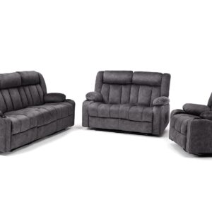 COMHOMA Manual Recliner Chair Set，Fabric Reclining Sofa Chair with Cup Holders, Upholstered Recliner with Side Pockets Suitable for Living Room Furniture (3+2+1)